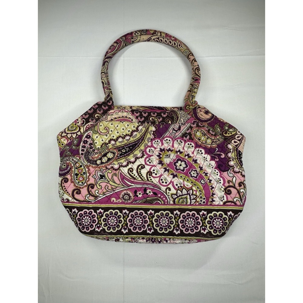 Vera Bradley Angle Tote Very Berry Paisley Shoulder Bag Zipper Purse Quilted